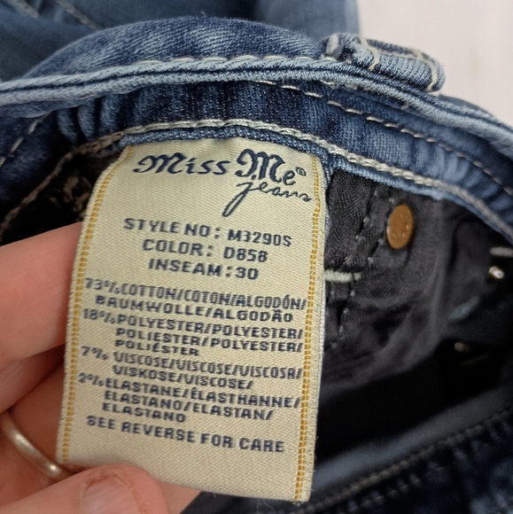 Miss Me Designer Blue Cropped Ankle Jeans with Faded Details(#1,527) - Picture 8 of 8